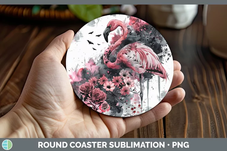 Gothic Flamingo Round Coaster Sublimation Coaster Designs