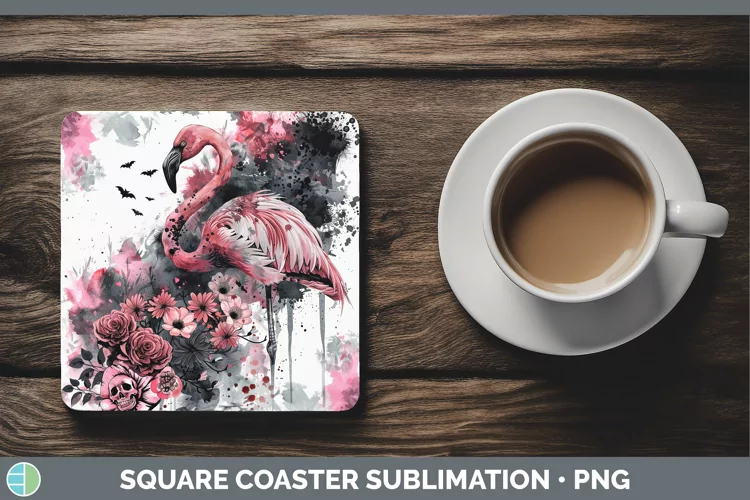 Gothic Flamingo Square Coaster Sublimation Coaster Designs