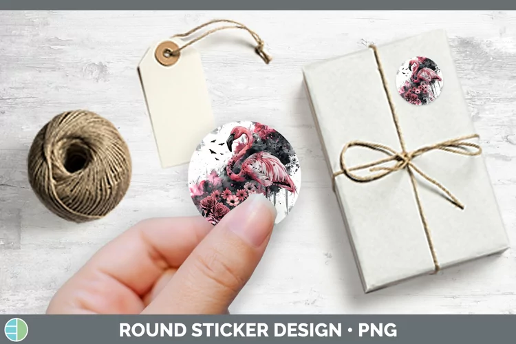 Gothic Flamingo Stickers | Round Labels Designs