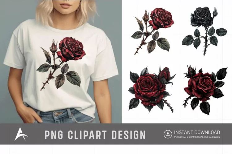 Watercolor Gothic Floral Clipart