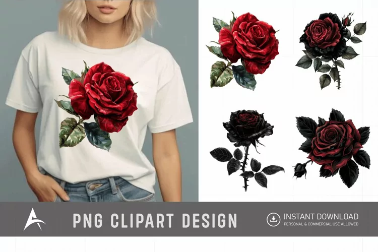 Watercolor Gothic Floral Clipart