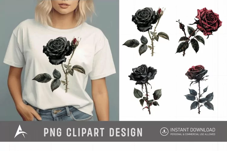 Watercolor Gothic Floral Clipart