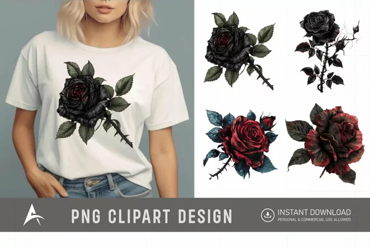 Watercolor Gothic Floral Clipart