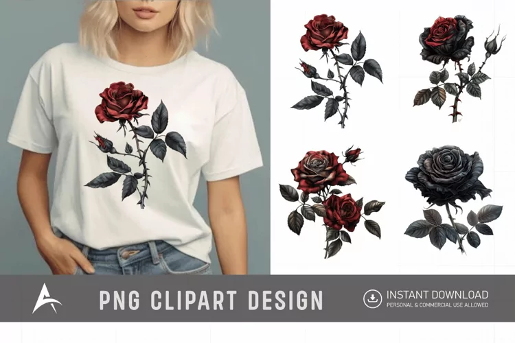 Watercolor Gothic Floral Clipart