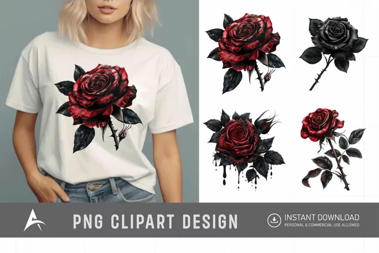 Watercolor Gothic Floral Clipart