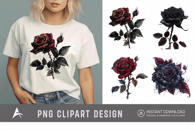 Watercolor Gothic Floral Clipart