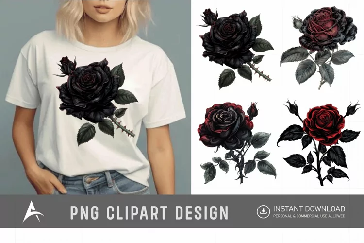 Watercolor Gothic Floral Clipart