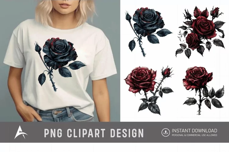 Watercolor Gothic Floral Clipart