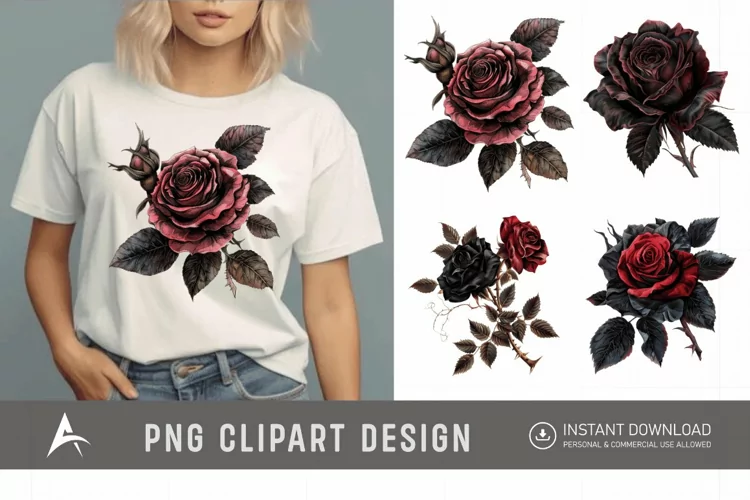 Watercolor Gothic Floral Clipart