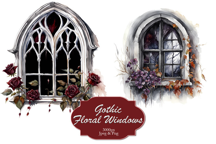 Gothic Floral Windows Sublimation example image 1