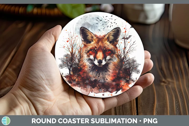 Gothic Fox Round Coaster Sublimation Coaster Designs