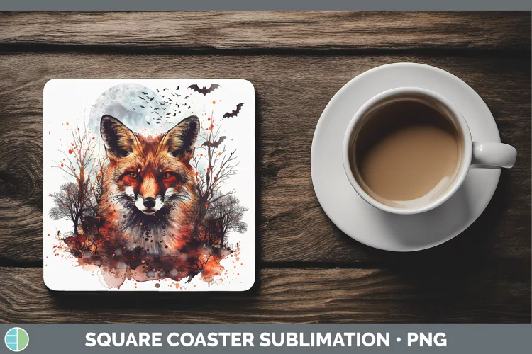 Gothic Fox Square Coaster Sublimation Coaster Designs