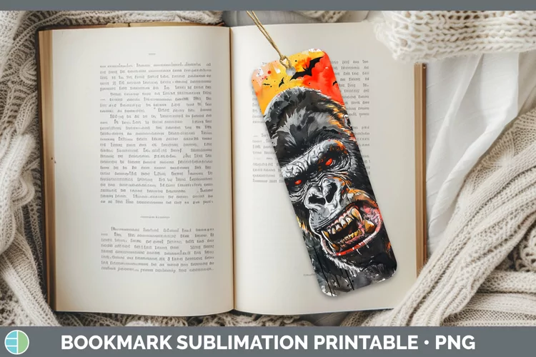 Gothic Gorilla Bookmark Sublimation Printable Designs