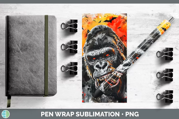 Gothic Gorilla Pen Wrap Sublimation Epoxy Pen Designs