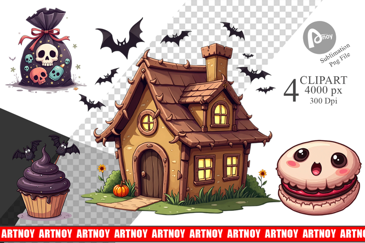 Clipart Gothic Halloween Candies and Treats