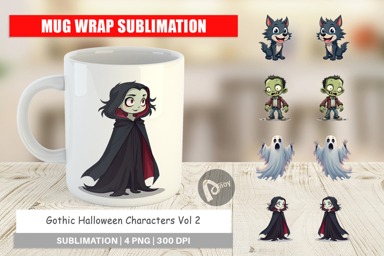 Mug Wrap Gothic Halloween Characters