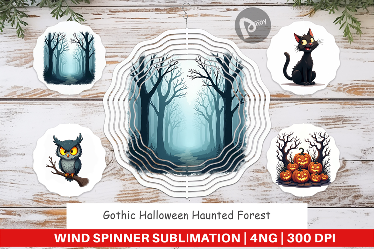 Wind Spinner Gothic Halloween Haunted Forest