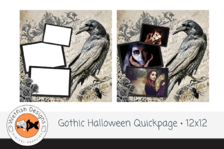 Gothic Halloween Scrapbook Page PNG example image 1