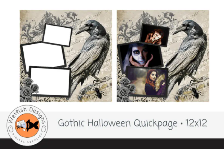 Gothic Halloween Scrapbook Page PNG