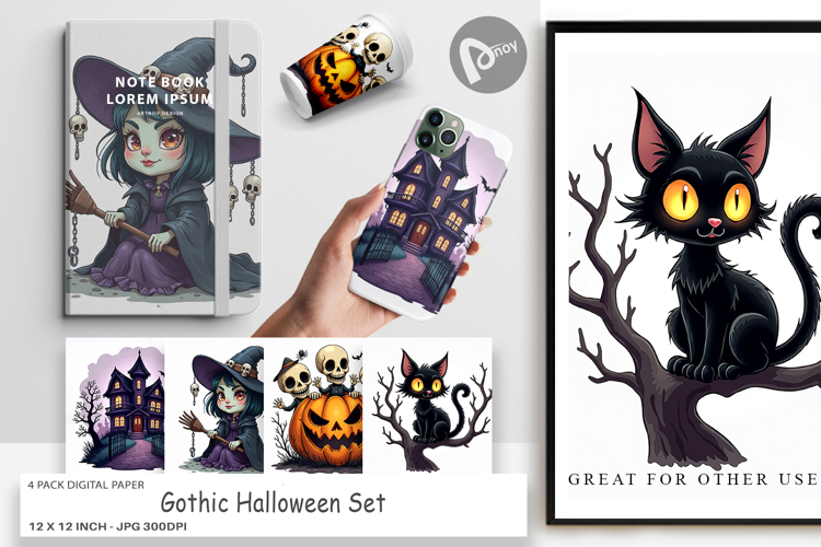 Digital Paper Gothic Halloween Set