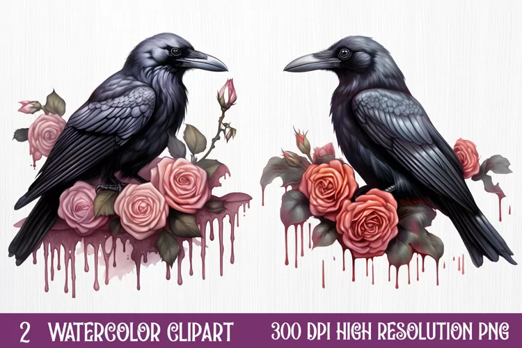 Gothic Halloween Watercolor Clipart PNG, Halloween PNG