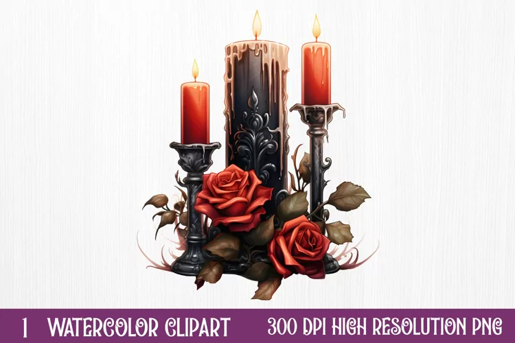 Gothic Halloween Watercolor Clipart PNG, Halloween PNG