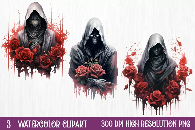 Gothic Halloween Watercolor Clipart PNG, Halloween PNG
