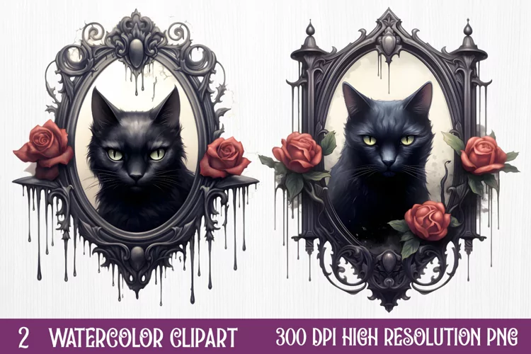 Gothic Halloween Watercolor Clipart PNG, Halloween PNG