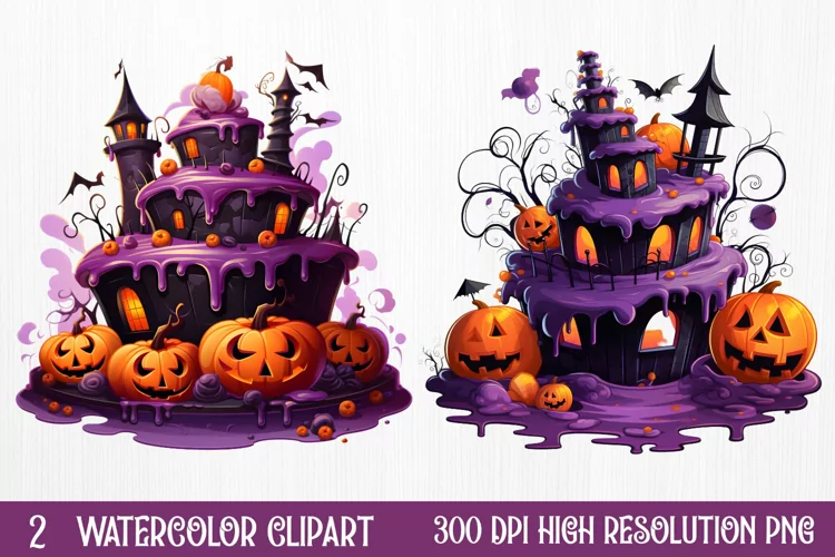 Halloween Cake Sublimation Clipart , Halloween Sublimation