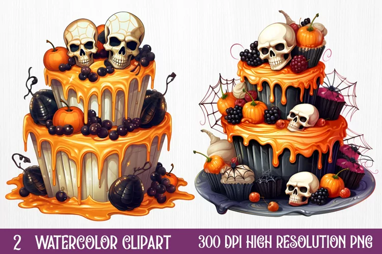 Halloween Cake Sublimation Clipart , Halloween Sublimation