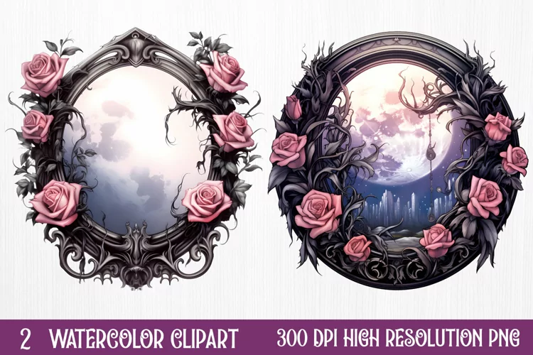 Gothic Halloween Watercolor Clipart PNG, Halloween PNG