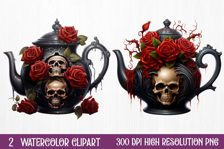 Gothic Halloween Watercolor Clipart PNG, Halloween PNG