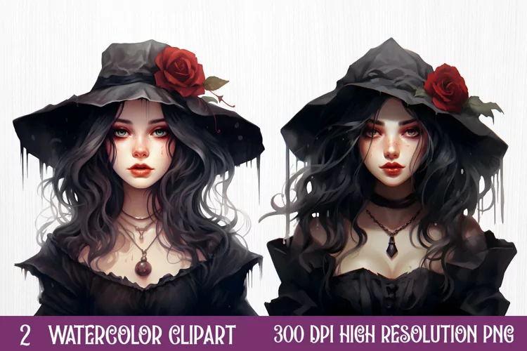Gothic Halloween Watercolor Clipart PNG, Halloween PNG