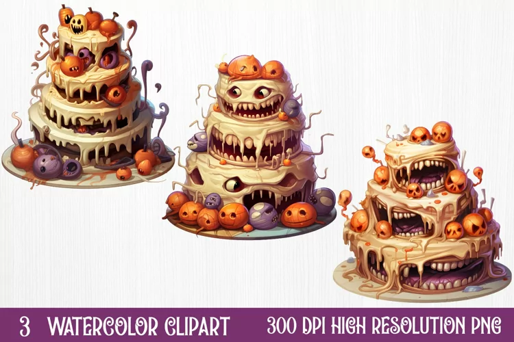 Halloween Cake Sublimation Clipart , Halloween Sublimation