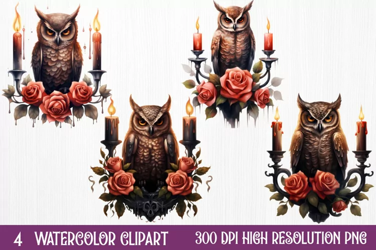 Gothic Halloween Watercolor Clipart PNG, Halloween PNG