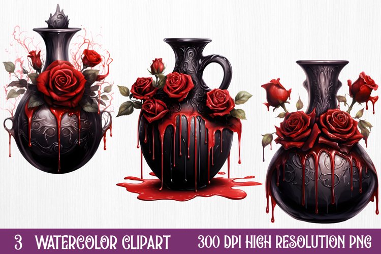 Gothic Halloween Watercolor Clipart PNG, Halloween PNG