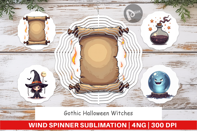 Wind Spinner Gothic Halloween Witches