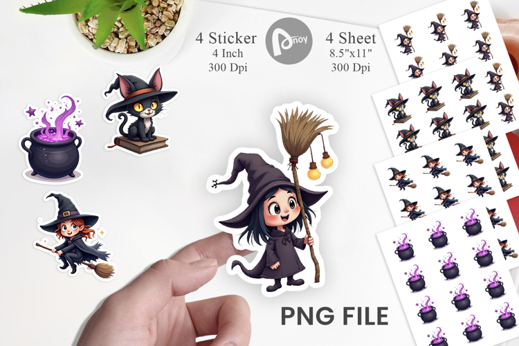 Sticker Gothic Halloween Witches