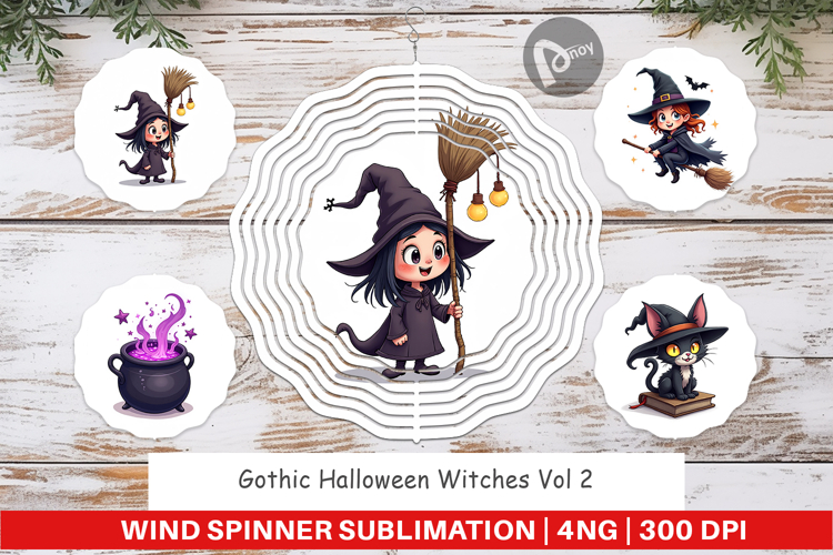 Wind Spinner Gothic Halloween Witches