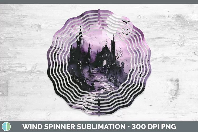 Gothic Landscape Wind Spinner Sublimation Spinner Designs