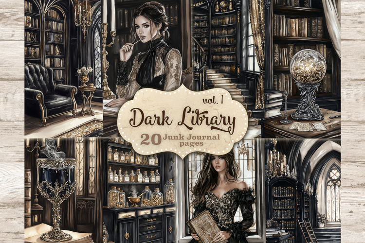 Gothic Library Junk Journal Kit | Dark Academia Halloween