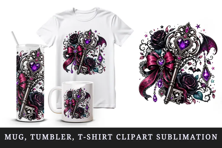 Gothic tumbler, mug wrap, clipart sublimation design