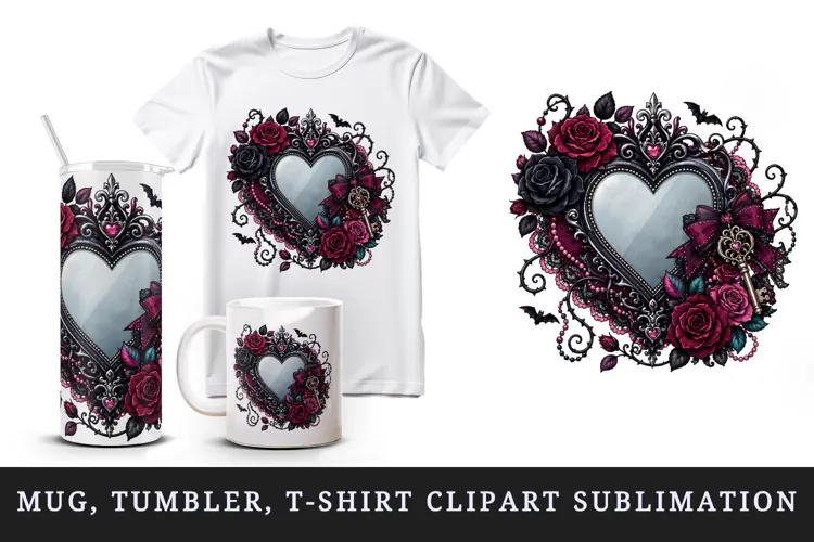 Gothic tumbler, mug wrap, clipart sublimation design