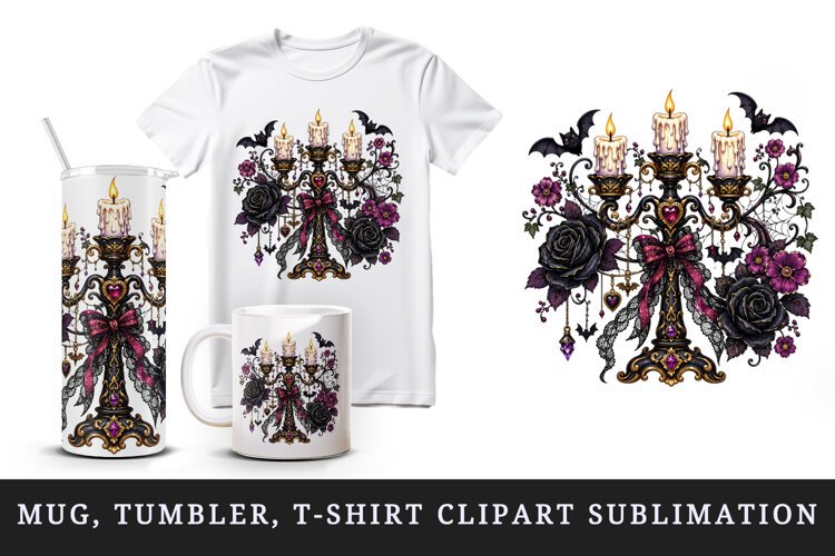 Gothic tumbler, mug wrap, clipart sublimation design example image 1
