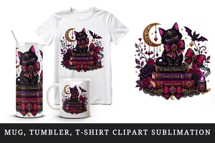 Gothic tumbler, mug wrap, clipart sublimation design example image 1