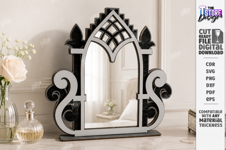 Gothic Arch Mirror Frame Laser Cut | Vintage Window Arch