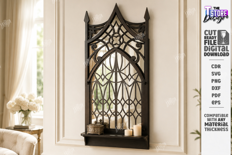 Gothic Arch Mirror Frame Laser Cut | Vintage Window Arch