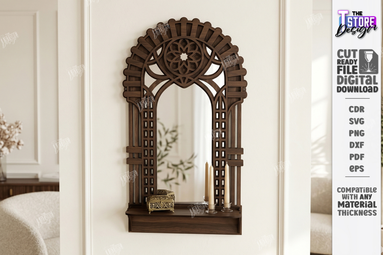Gothic Arch Mirror Frame Laser Cut | Vintage Window Arch