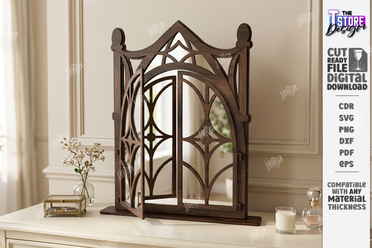 Gothic Arch Mirror Frame Laser Cut | Vintage Window Arch