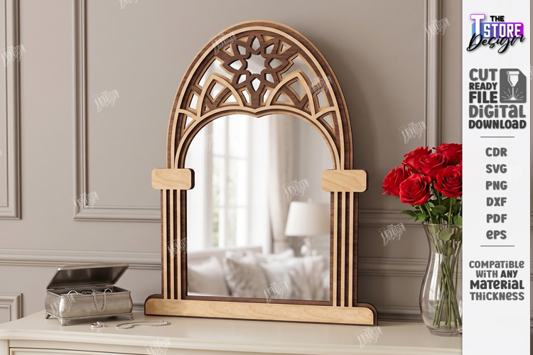 Gothic Arch Mirror Frame Laser Cut | Vintage Window Arch